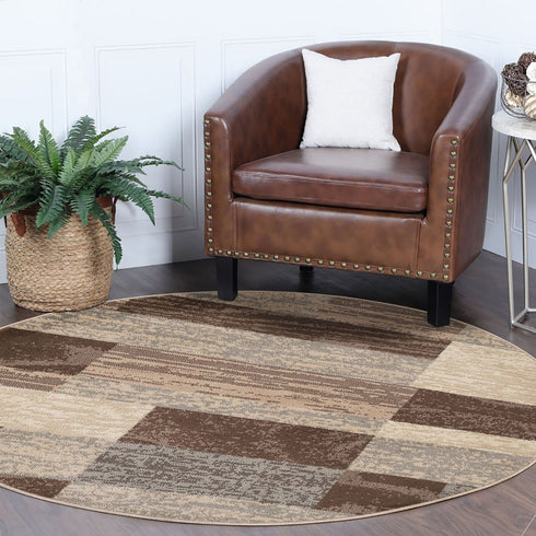 12' Beige Slate Gray And Brown Patchwork Runner Rug